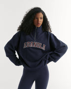 Relaxed Quarter Zip Sweatshirt - Navy Blue