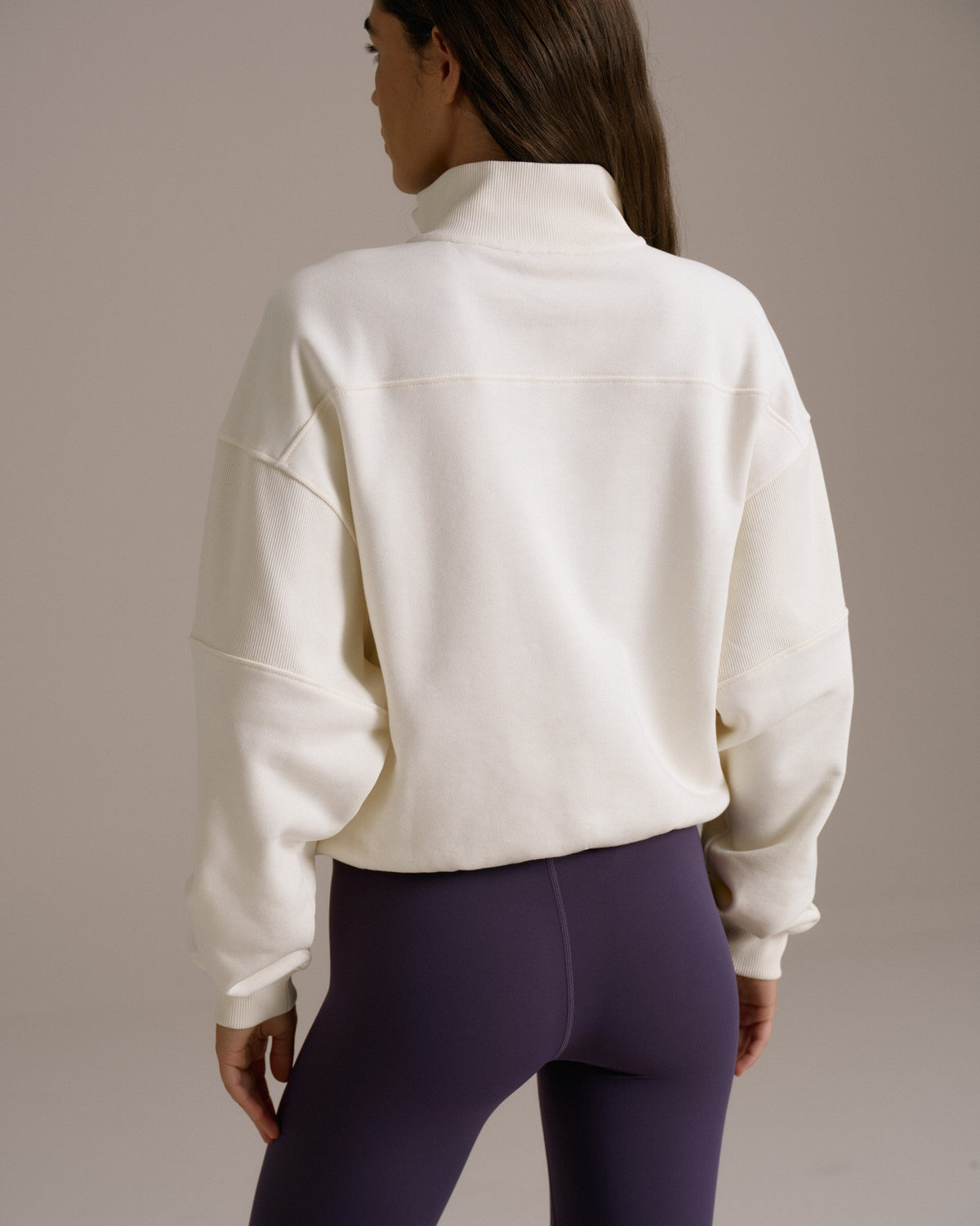 Relaxed Quarter Zip Sweatshirt - Marshmallow White