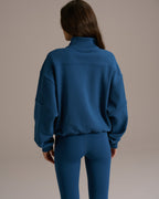 Relaxed Quarter Zip Sweatshirt - College Blue