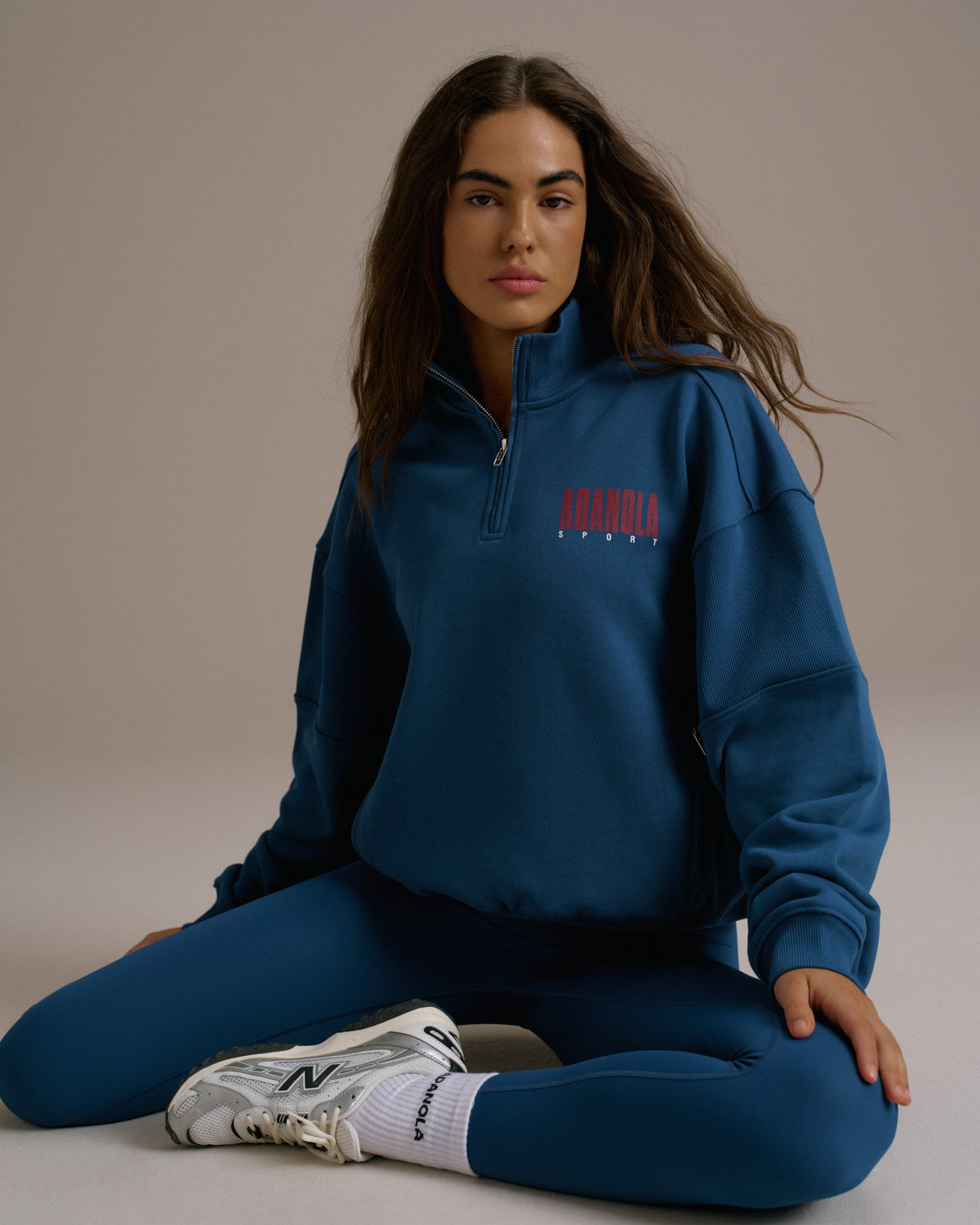 Relaxed Quarter Zip Sweatshirt - College Blue