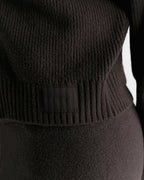 Knit Funnel Neck Collar Cardigan - Coffee Bean