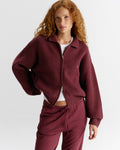 Knit Collared Bomber Jacket - Damson