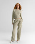 Waffle Straight Leg Trousers - Washed Stone