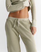 Waffle Straight Leg Trousers - Washed Stone