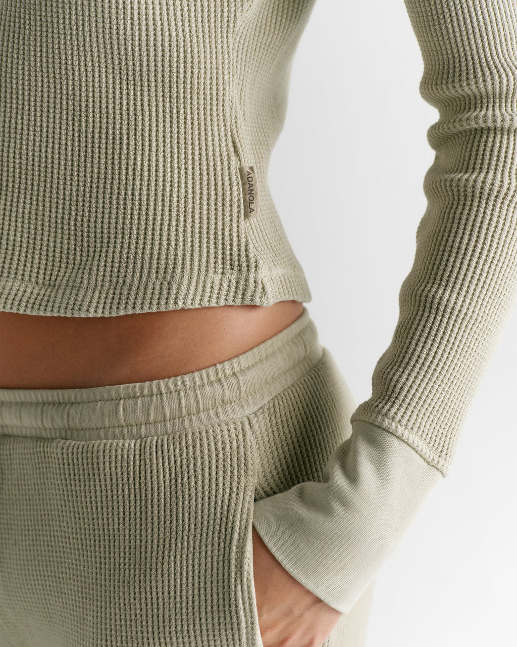 Waffle Raglan Long Sleeve Top - Washed Stone