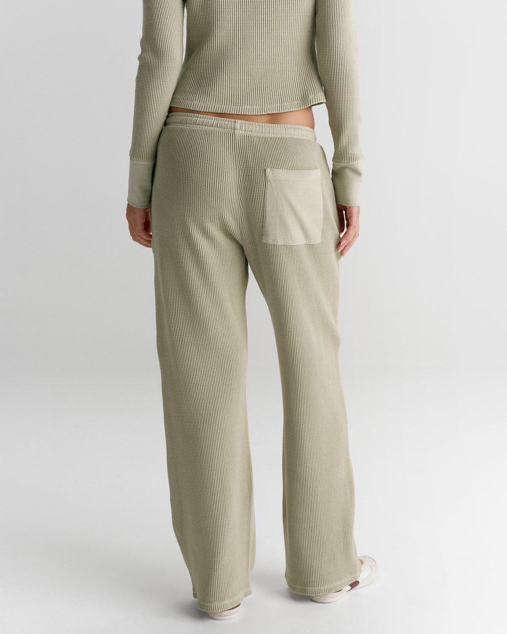Waffle Straight Leg Trousers - Washed Stone