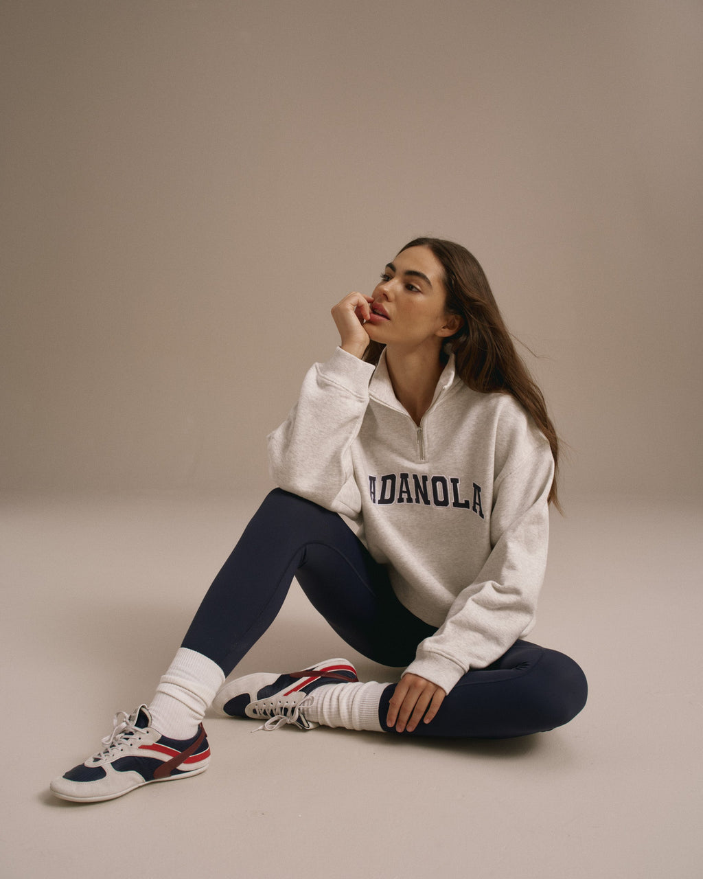 Relaxed Quarter Zip Sweatshirt - Light Grey Melange