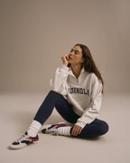 Relaxed Quarter Zip Sweatshirt - Light Grey Melange