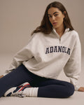 Relaxed Quarter Zip Sweatshirt - Light Grey Melange