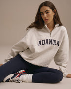 Relaxed Quarter Zip Sweatshirt - Light Grey Melange