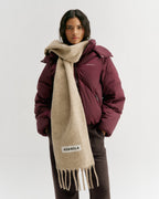 Wool Blend Brushed Scarf - Stone