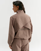 Raglan Storm Flap Track Jacket - Mink Brown