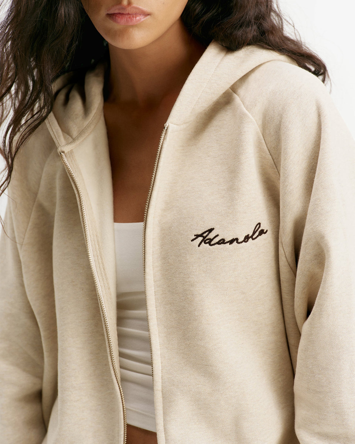 Loose Fit Zip Through Hoodie - Oatmeal Marl