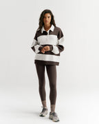 Oversized Henley Sweatshirt - Coffee Bean