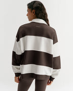 Oversized Henley Sweatshirt - Coffee Bean