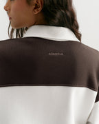 Oversized Henley Sweatshirt - Coffee Bean