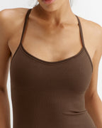 Classic Seamless Cross Back Tank Top - Chocolate Brown