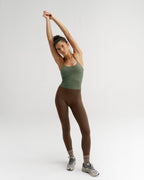 Classic Seamless Cross Back Tank Top - Thyme Green