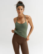 Classic Seamless Cross Back Tank Top - Thyme Green