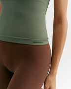 Classic Seamless Cross Back Tank Top - Thyme Green