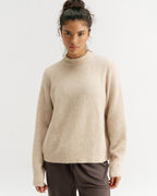 Knit Oversized Crew Sweatshirt - Oatmeal