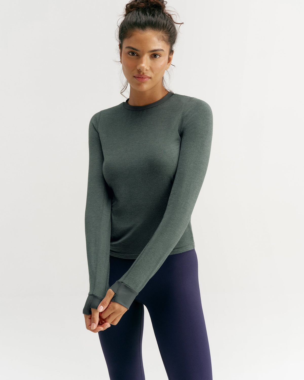 Modal Long Sleeve Technical Top - Sea Green
