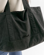 Script Washed Tote Bag - Graphite Grey