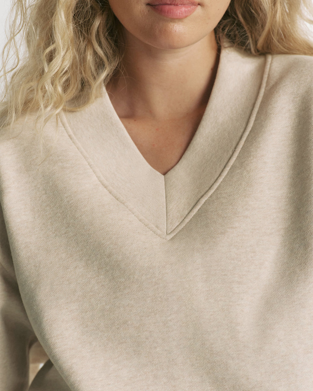 Studio V-Neck Relaxed Sweatshirt - Oatmeal Marl