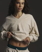 Studio V-Neck Relaxed Sweatshirt - Oatmeal Marl