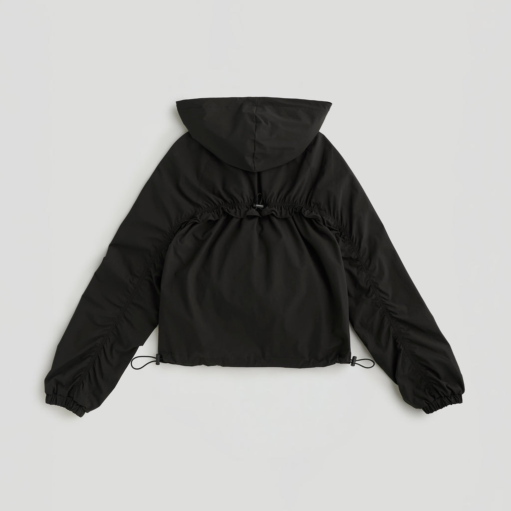 Ruched Detail Zip Up Jacket - Coffee Bean