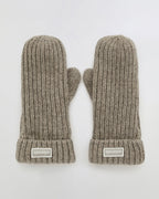 Rib Knit Fleece Lined Mittens - Stone Marl