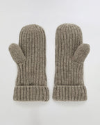 Rib Knit Fleece Lined Mittens - Stone Marl