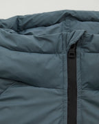 Funnel Neck Balloon Sleeve Down Puffer Jacket - Storm Blue