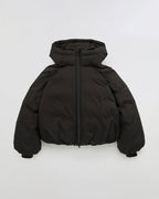 Funnel Neck Balloon Sleeve Down Puffer Jacket - Coffee Bean