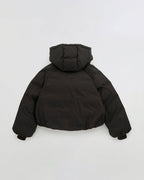Funnel Neck Balloon Sleeve Down Puffer Jacket - Coffee Bean