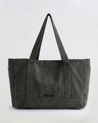 Script Washed Tote Bag - Graphite Grey