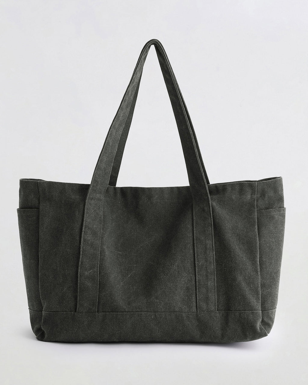 Script Washed Tote Bag - Graphite Grey