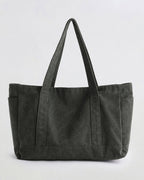 Script Washed Tote Bag - Graphite Grey