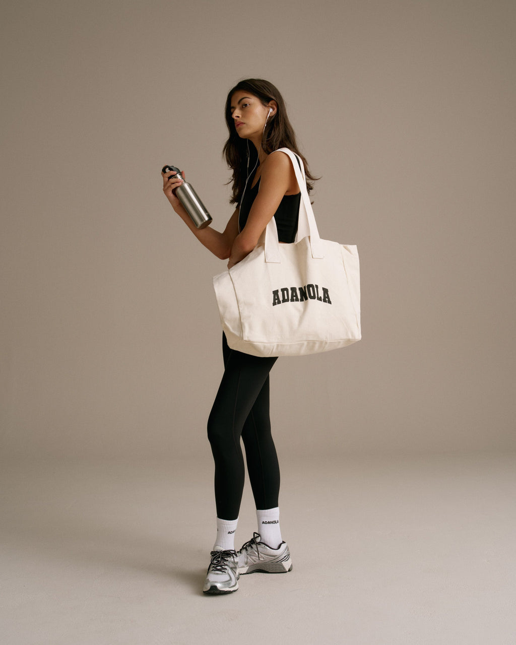 Varsity Tote Bag - Cream/Black