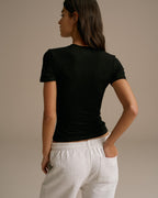 Cotton Short Sleeve Top - Black