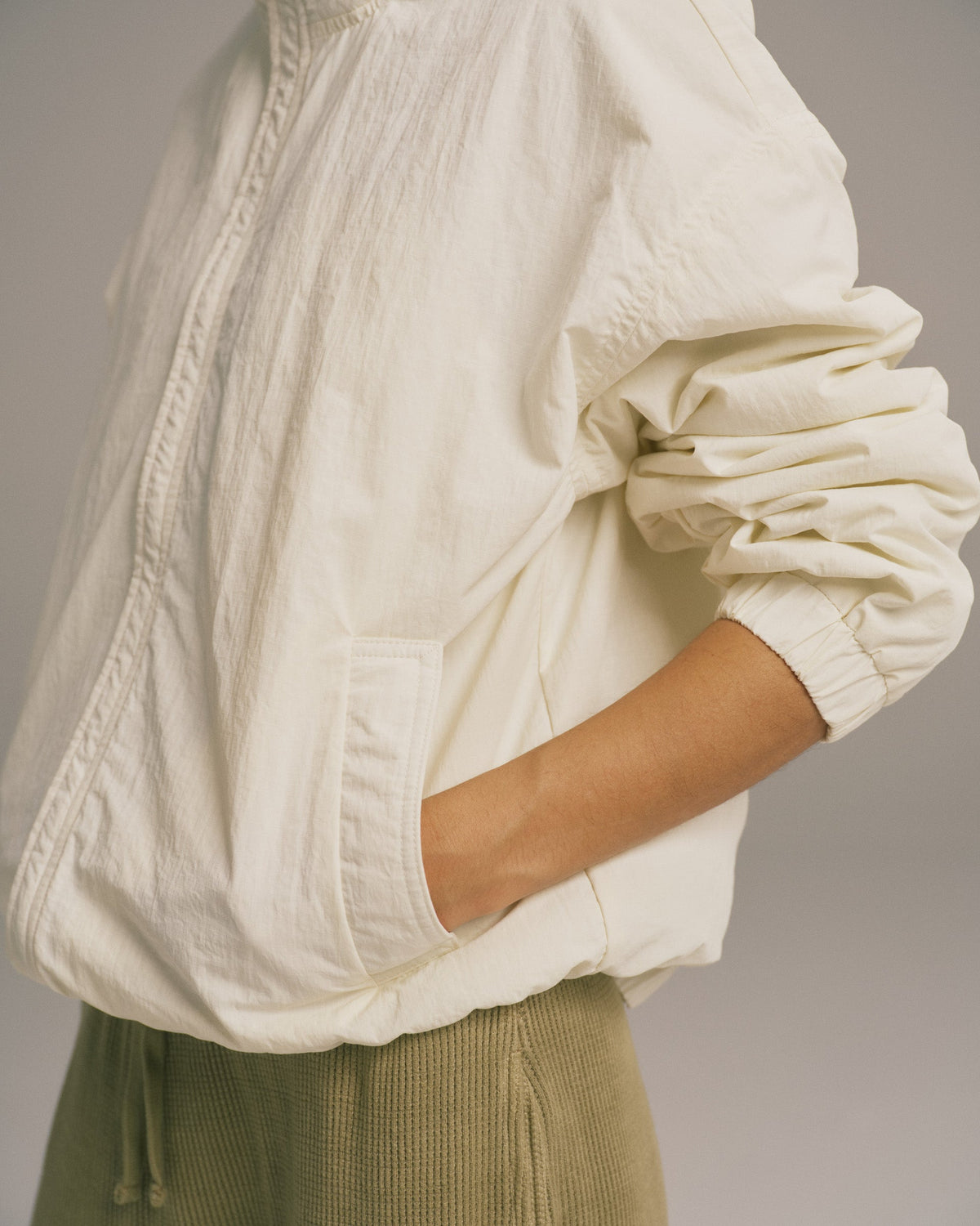 Funnel Neck Track Jacket - Marshmallow White