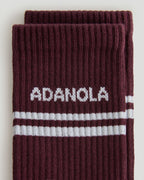 3 Pack Multi Branding Socks - Damson/White