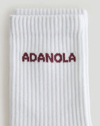 3 Pack Multi Branding Socks - Damson/White