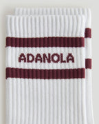 3 Pack Multi Branding Socks - Damson/White