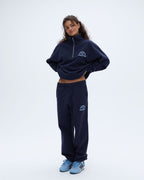 Oversized Quarter Zip Sweatshirt - Navy Blue