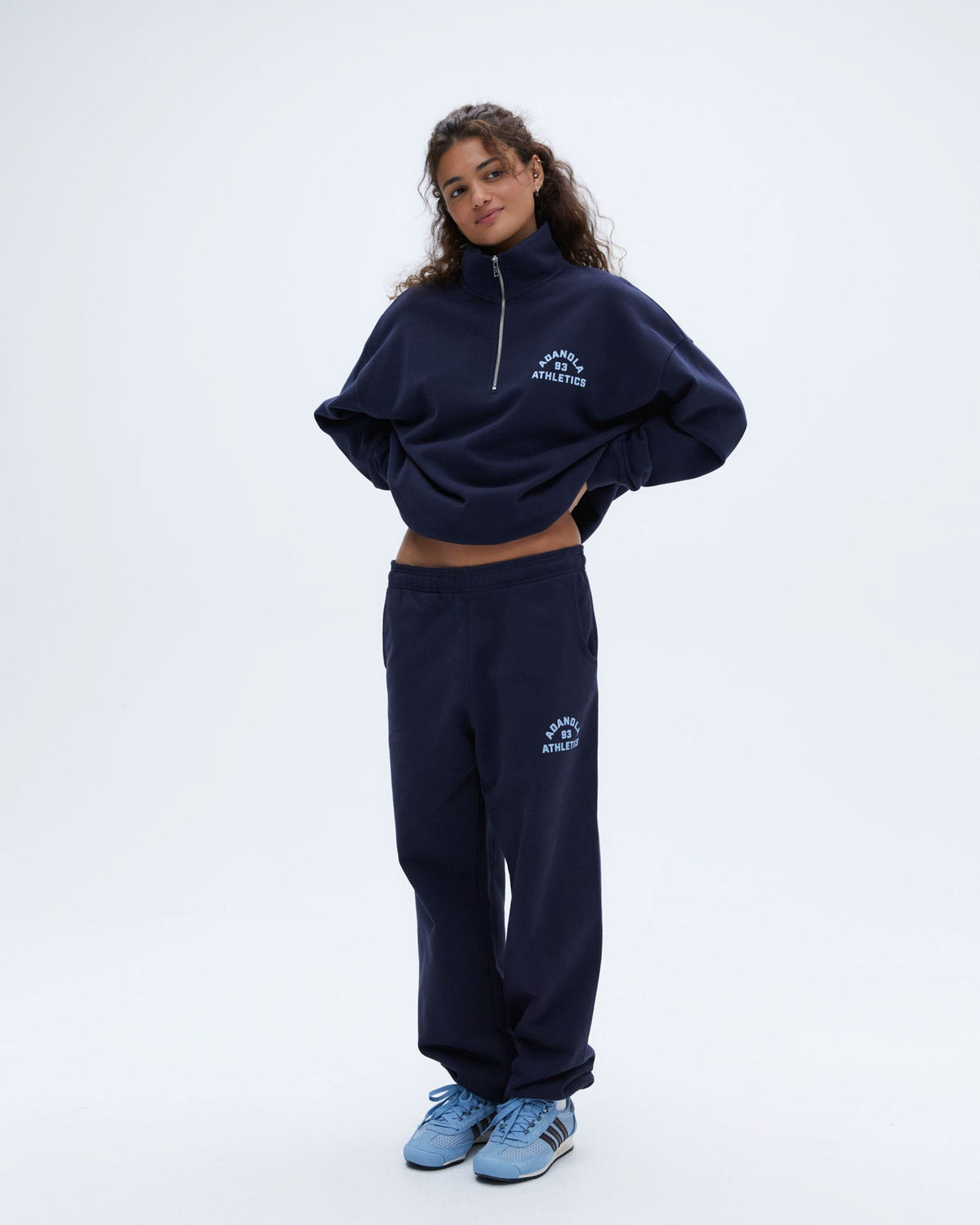 Oversized Quarter Zip Sweatshirt - Navy Blue