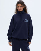 Oversized Quarter Zip Sweatshirt - Navy Blue