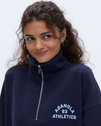 Oversized Quarter Zip Sweatshirt - Navy Blue